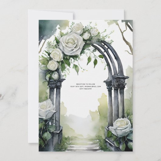 Gothic Bruiloft Zwart-wit Rozen Schedels Bloemen Kaart (Achterkant)