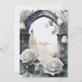 Gothic Bruiloft Zwart-wit Rozen Schedels Bloemen Kaart (Achterkant)