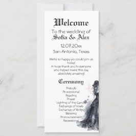 Gothic bruiloft zwarte jurk waterverf roos Program