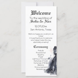 Gothic bruiloft zwarte jurk waterverf roos Program