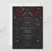 Gothic bruiloftsinvitaties met rode rozen kaart (Voorkant)