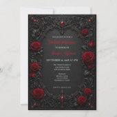 Gothic bruiloftsinvitaties met rode rozen kaart (Voorkant)
