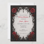 Gothic bruiloftsinvitation met rode rozen kaart (Voorkant)