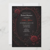 Gothic bruiloftsuitnodiging met rode rozen kaart (Voorkant)