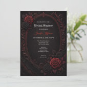 Gothic bruiloftsuitnodiging met rode rozen kaart (Staand voorkant)