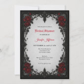 Gothic bruiloftsuitnodiging met rode rozen kaart (Voorkant)