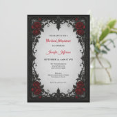 Gothic bruiloftsuitnodiging met rode rozen kaart (Staand voorkant)