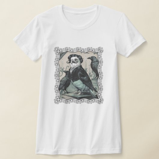 Gothic Budgie Edgar Allan Poe Geïnspireerd Parkiet T-shirt (Laagn)