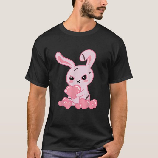 Gothic Bunny Cute Creepy Emo Clothes Kawaii Bunny T-shirt (Voorkant)