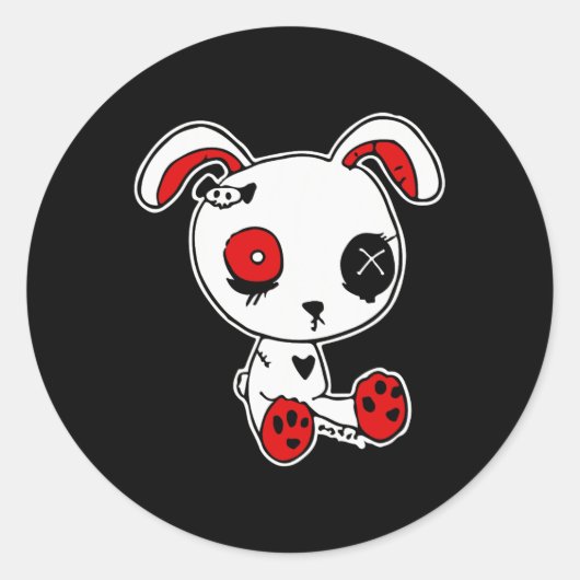 Gothic Bunny Lazy Halloween Kostuum Scary Gothic Ronde Sticker (Voorkant)