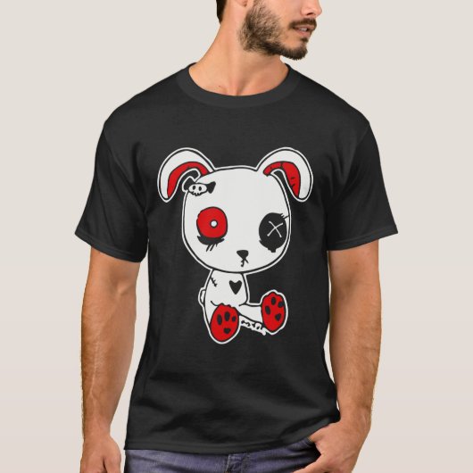 Gothic Bunny Lazy Halloween Kostuum Scary Gothic T-shirt (Voorkant)