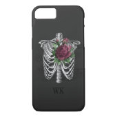  Gothic Burgundy Rozen Skeleton Monogram Case-Mate iPhone Case (Achterkant)