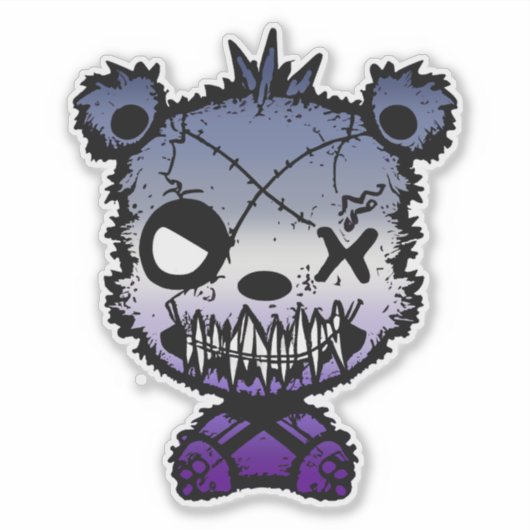 Gothic Butch Lesbische Pride Vlag Gekleurd Beer Sticker (Voorkant)