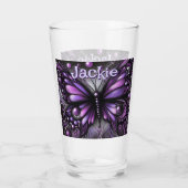 Gothic Butterfly Paarse Zwart Gepersonaliseerd Glas (Achterkant)