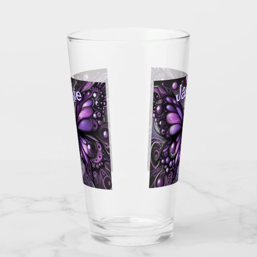 Gothic Butterfly Paarse Zwart Gepersonaliseerd Glas (Links)