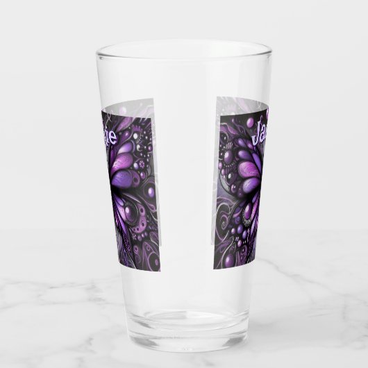 Gothic Butterfly Paarse Zwart Gepersonaliseerd Glas (Rechts)
