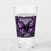 Gothic Butterfly Paarse Zwart Gepersonaliseerd Glas (Voorkant)