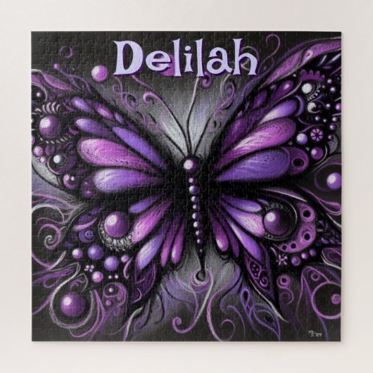 Gothic Butterfly Paarse Zwart Gepersonaliseerd Legpuzzel (Verticaal)
