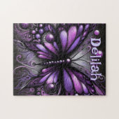 Gothic Butterfly Paarse Zwart Gepersonaliseerd Legpuzzel (Horizontaal)