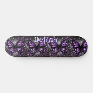 Gothic Butterfly Paarse Zwart Gepersonaliseerd Persoonlijk Skateboard
