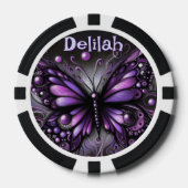Gothic Butterfly Paarse Zwart Gepersonaliseerd Poker Chips (Voorkant)