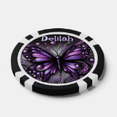 Gothic Butterfly Paarse Zwart Gepersonaliseerd Poker Chips (Enkel)