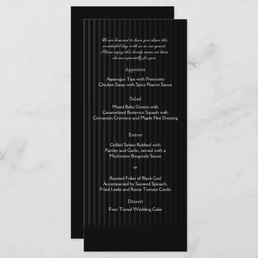 Gothic Candelabra on Black and Silver Wedding Menu (Voorkant / Achterkant)