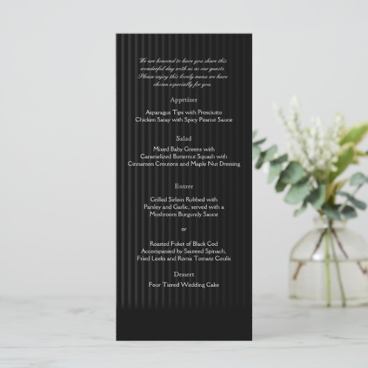 Gothic Candelabra on Black and Silver Wedding Menu (Staand voorkant)
