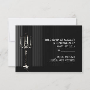 Gothic Candelabra op Black Silver Stripe Respons RSVP Kaartje