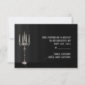 Gothic Candelabra op Black Silver Stripe Respons RSVP Kaartje (Voorkant)