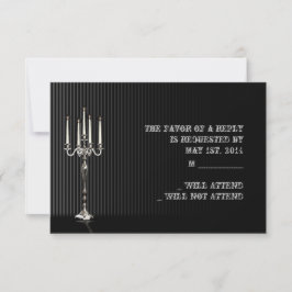 Gothic Candelabra op Black Silver Stripe Respons RSVP Kaartje