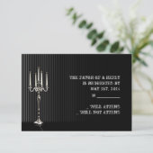 Gothic Candelabra op Black Silver Stripe Respons RSVP Kaartje (Staand voorkant)