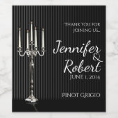 Gothic Candelabra op Black Wedding Wine Label Wijn Etiket (Enkel label)