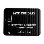 Gothic Candelabra op Zwart Zilver Save the Date Magneet (Horizontaal)