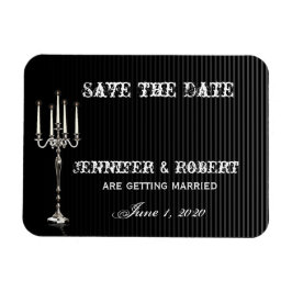 Gothic Candelabra op Zwart Zilver Save the Date Magneet