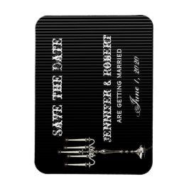 Gothic Candelabra op Zwart Zilver Save the Date Magneet