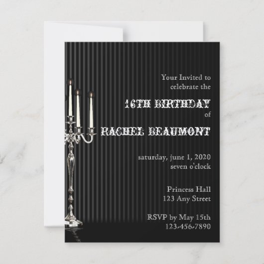 Gothic Candelabra Party Invitation Kaart (Voorkant)
