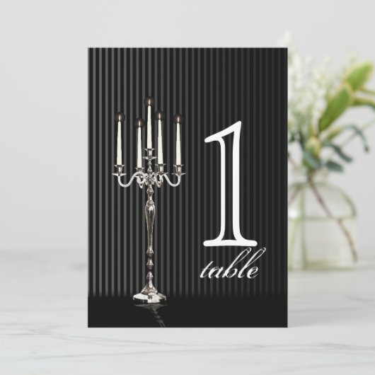 Gothic Candelabra Stripe Jubileum Table Number Kaart (Staand voorkant)