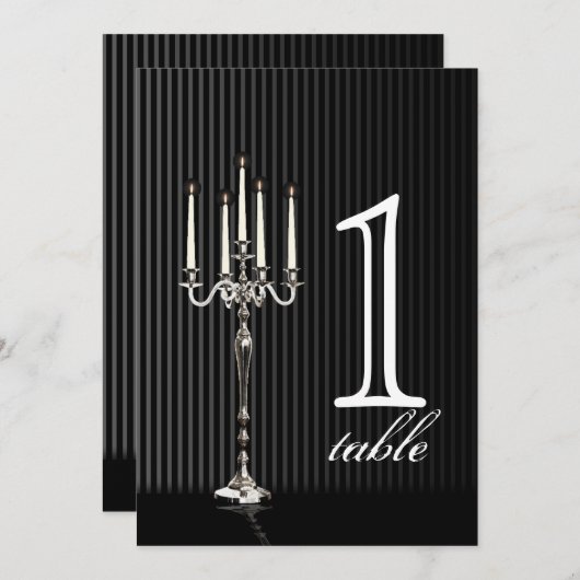 Gothic Candelabra Stripe Jubileum Table Number Kaart (Voorkant / Achterkant)