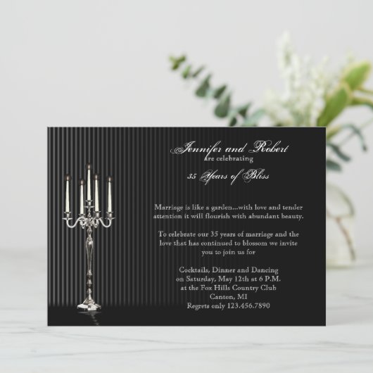 Gothic Candelabra Stripe Wedding Jubileum Kaart (Staand voorkant)