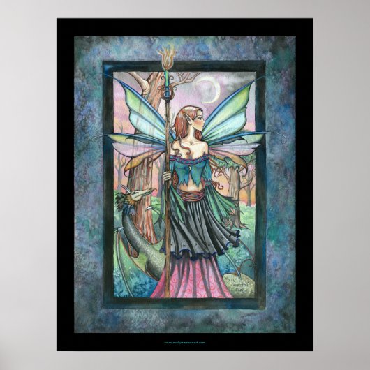 Gothic Candle Fairy en Dragon van Molly Harrison Poster (Voorkant)