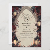 Gothic Candlelit Arch Roos Wedding Kaart (Voorkant)