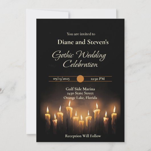 Gothic Candlelit bruiloft: Omarm elegantie Kaart (Voorkant)
