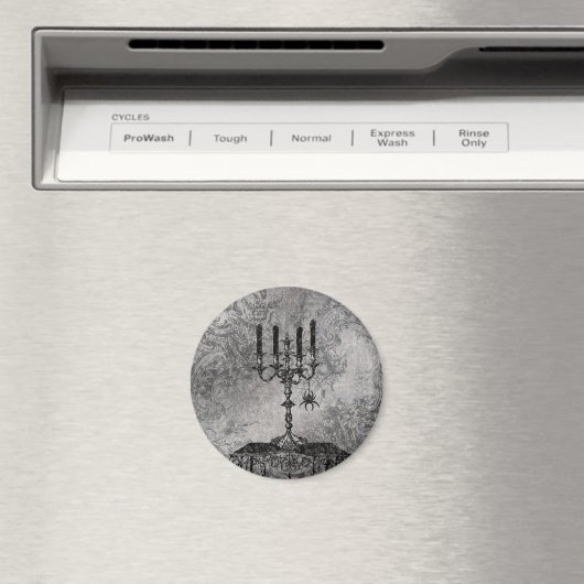 Gothic Candlestick met Spider, Halloween Magneet (Insitu (Vaatwasser))