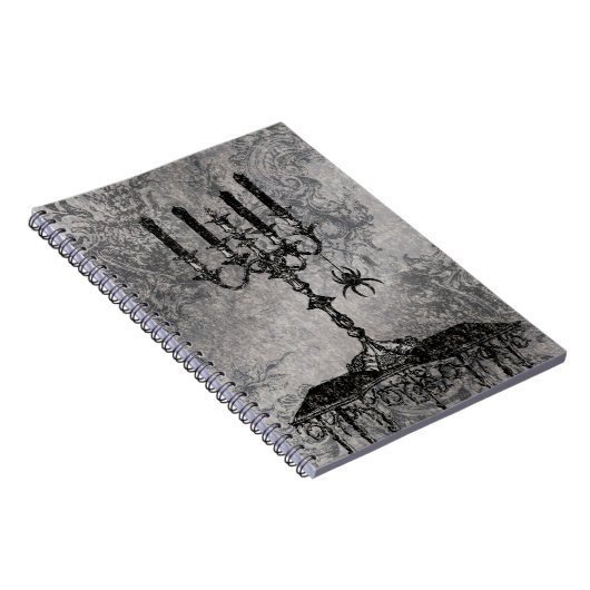 Gothic Candlestick met Spider, Halloween Notitieboek (Rechterzijde)