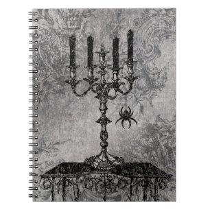 Gothic Candlestick met Spider, Halloween Notitieboek