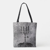 Gothic Candlestick met Spider, Halloween Tote Bag (Achterkant)