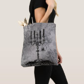 Gothic Candlestick met Spider, Halloween Tote Bag (Dichtbij)