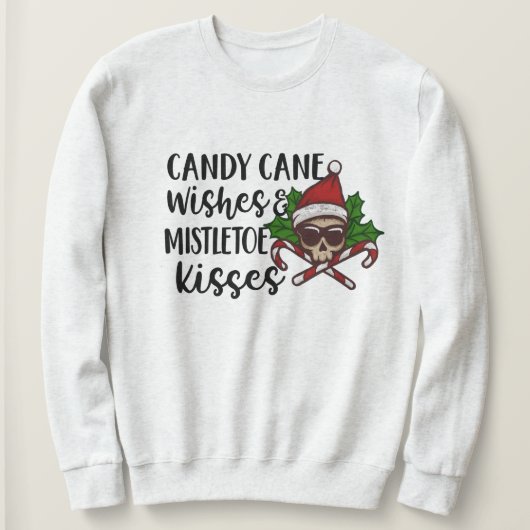 Gothic Candy Cane Mistletoe Kiss Christmas Trui (Design voorkant)
