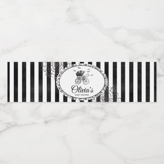 Gothic Carriage Halloween Baby shower Waterfles Etiket (Enkel label)